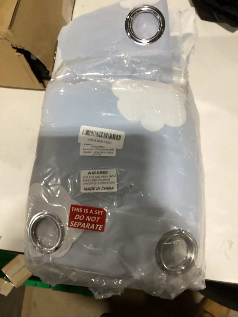 Condition photo showing New/Like New for Amidoudou 1 Pair 3D Cartoon Cloud Double Layer Blackout Curtains for Kids Room Embroidered Curtains for Living Room and Children Curtains (Blue,54x96 Inch)