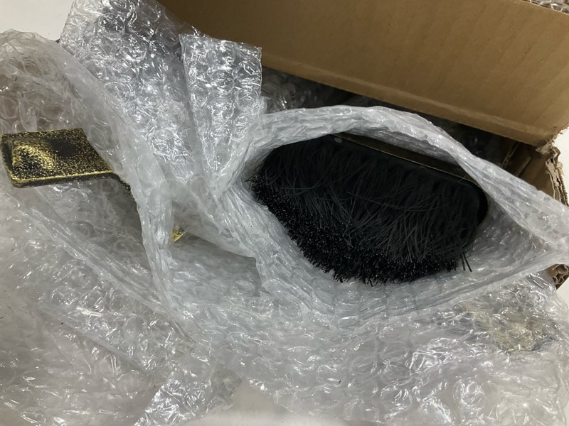 Condition photo showing Good Condition for AMAGABELI GARDEN & HOME 5 Pieces Fireplace Tools Sets Wrought Iron Fireplace Set Antique Brass Copper with Poker Tongs Broom Shovel Stand Indoor Fire Place Kit Wood Stove Hearth Accessories Gold