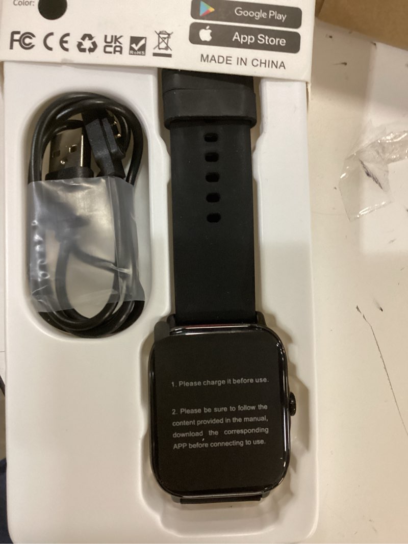 Condition photo showing New/Like New for Smart Watch for Women Men- Answer/Make Call, 2025 IP68 Waterproof Fitness Step Tracker Watch with Sleep Monitor/Activity Counter/110+ Sport Mode, Smartwatch for Andriod iPhone iOS Samsung Compatible Black 1.91