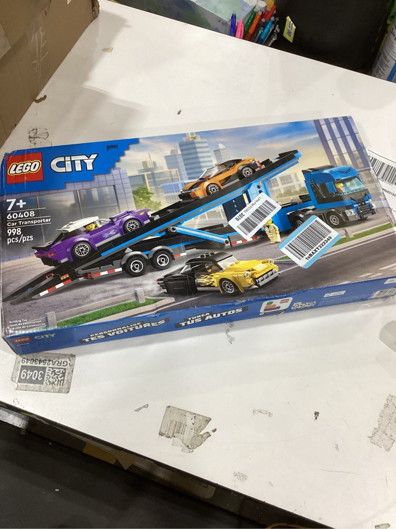 Condition photo showing New/Like New for LEGO City Car Transporter Truck with Sports Cars Building Toy Set - Semi Truck Toy with Carrier & Trailer for Boys & Girls, Ages 7+ - Gift Idea for Kids - 60408