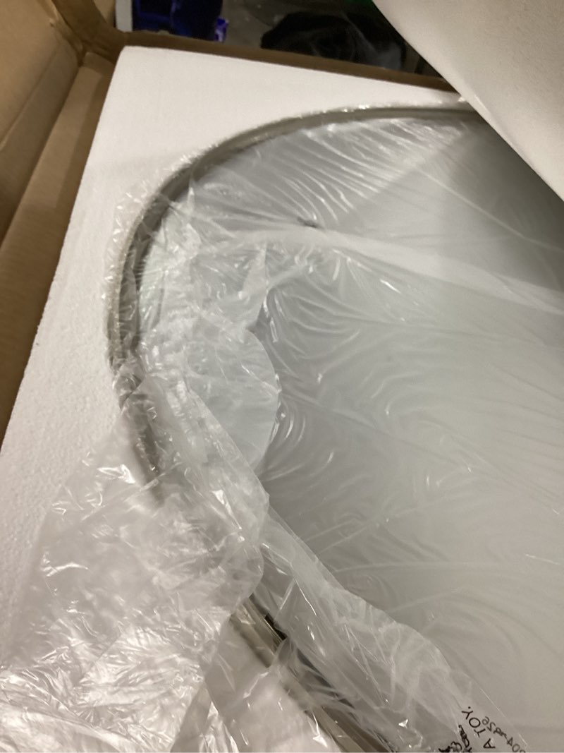 Condition photo showing Good Condition for TokeShimi 30 Inch Brushed Nickel Mirror Round Tempered, Shatterproof Bathroom Vanity Mirror Circle, Metal Farmhouse Wall Mounted Mirror for Vanity, Entryway, Bedroom, Restroom, Living Room 30"L x 30"W Brushed Nickel