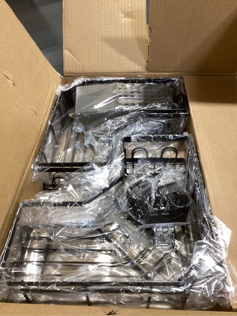 Condition photo showing New/Like New for Shower Caddy Tension Pole Floor Ceiling Organizer for Bathroom 4-Tier Corner Rustproof with Soap Holder No Drill Adjustable Shower Shelf Storage Rack 43.5-120 Inch Install for Bathtubs Toilets Side Black