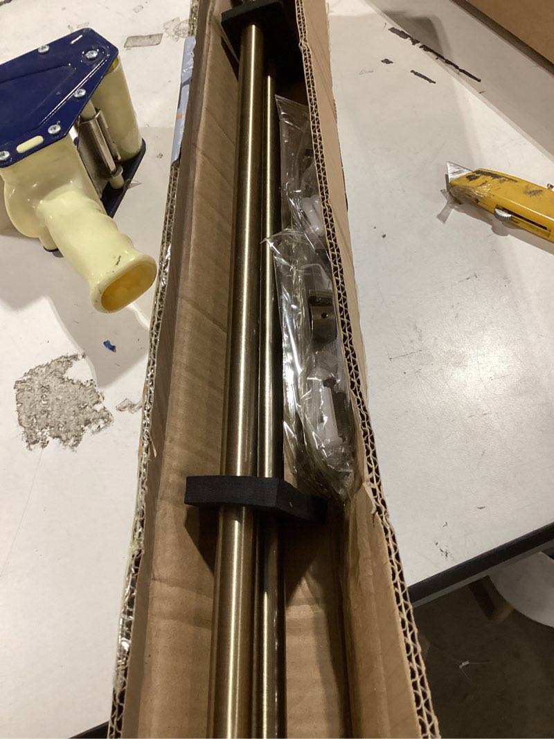 Condition photo showing Good Condition for 2-pack curtain rod for windows 28-48",adjustable window curtain rods with premium aluminum end cap finials and full surround brackets,3/4"(0.062feet) diameter,antique bronze drapery rods for curtains 28-48" antique bronze