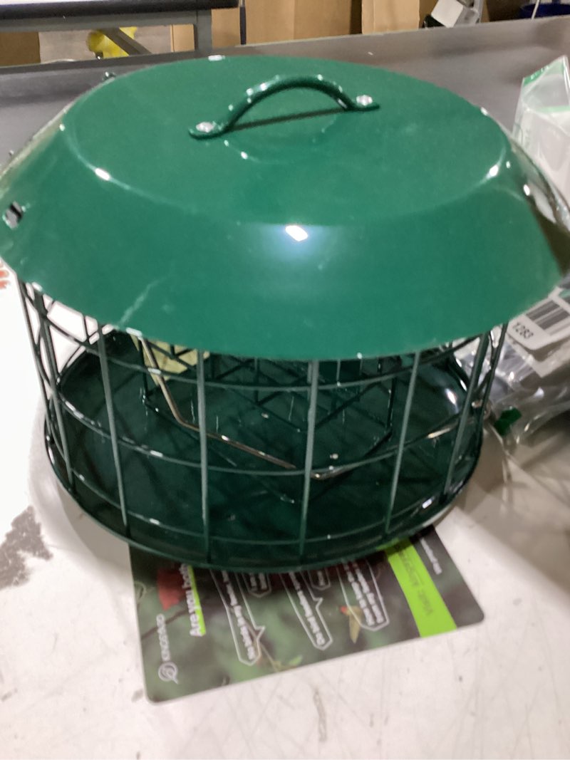 Condition photo showing Good Condition for Kingsyard Squirrel Proof Suet Feeder, Cage Bird Feeders for Outdoors Hanging, All Metal, Double Suet Cake Capacity, Tray & Weatherproof, Green