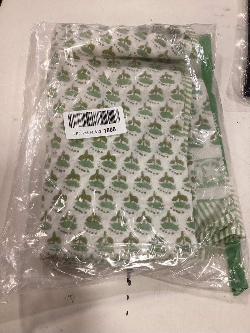 Condition photo showing Good Condition for CPC Tablecloth 100% Cotton 60"x60" Indian Block Print Square Table Cover, Table Cloth for Weddings, Mothers Day, Spring/Summer- Emerald Green