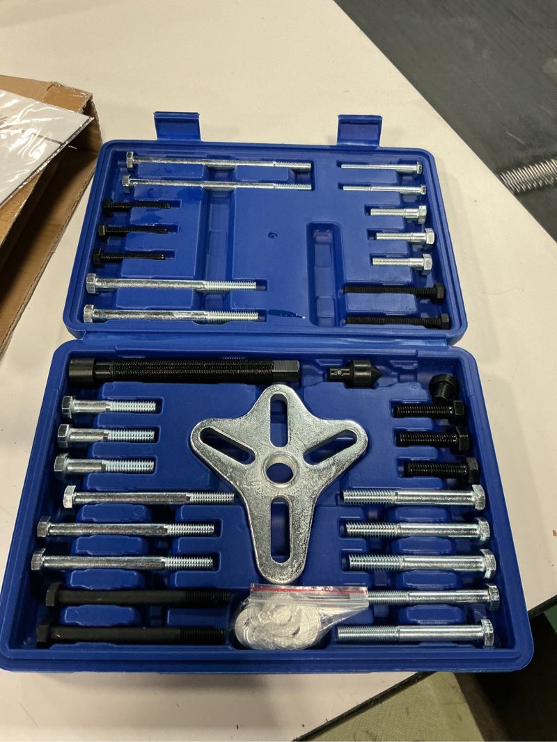 Condition photo showing Good Condition for orion motor tech harmonic balancer puller kit, power steering pulley puller installer tool set, automotive steering wheel puller tool kit, flange type gear and crank puller set blue harmonic balancer puller
