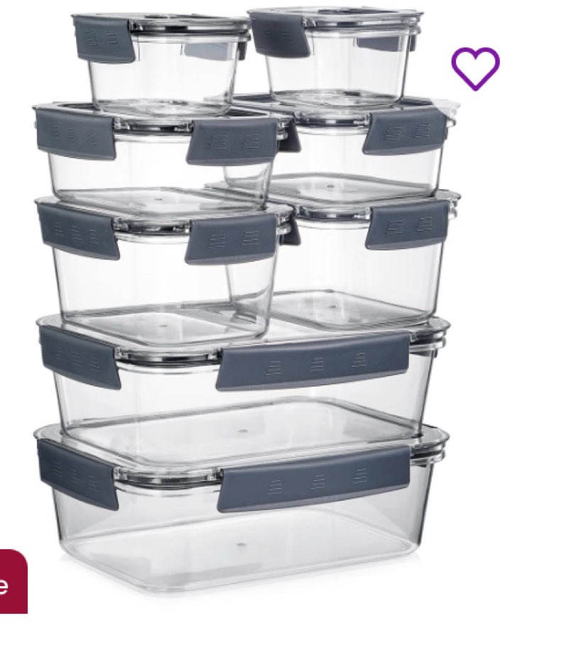  16 Pc Airtight Clear BPA Free Plastic Food Storage Containers with Lids
