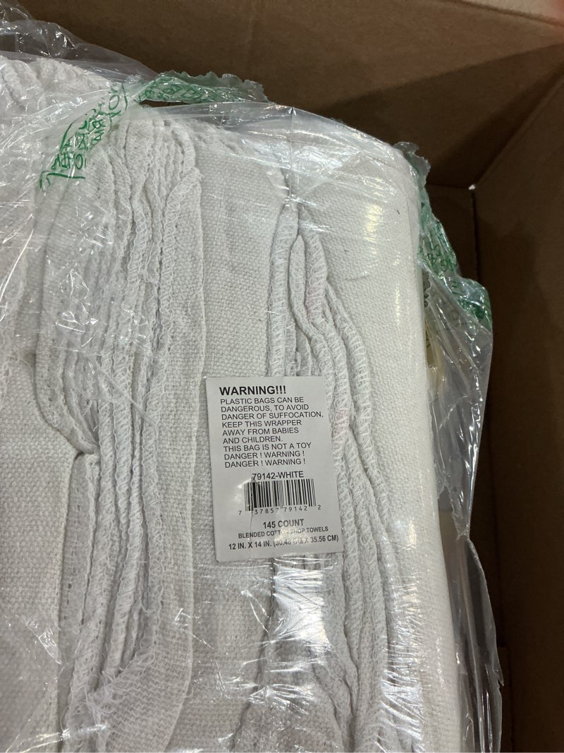 Condition photo showing Good Condition for simpli-magic cotton shop towels 14"x12" (145 pack) – reusable cleaning shop rags for automobiles, industries, garage and homes (white) white 145 count (pack of 1)