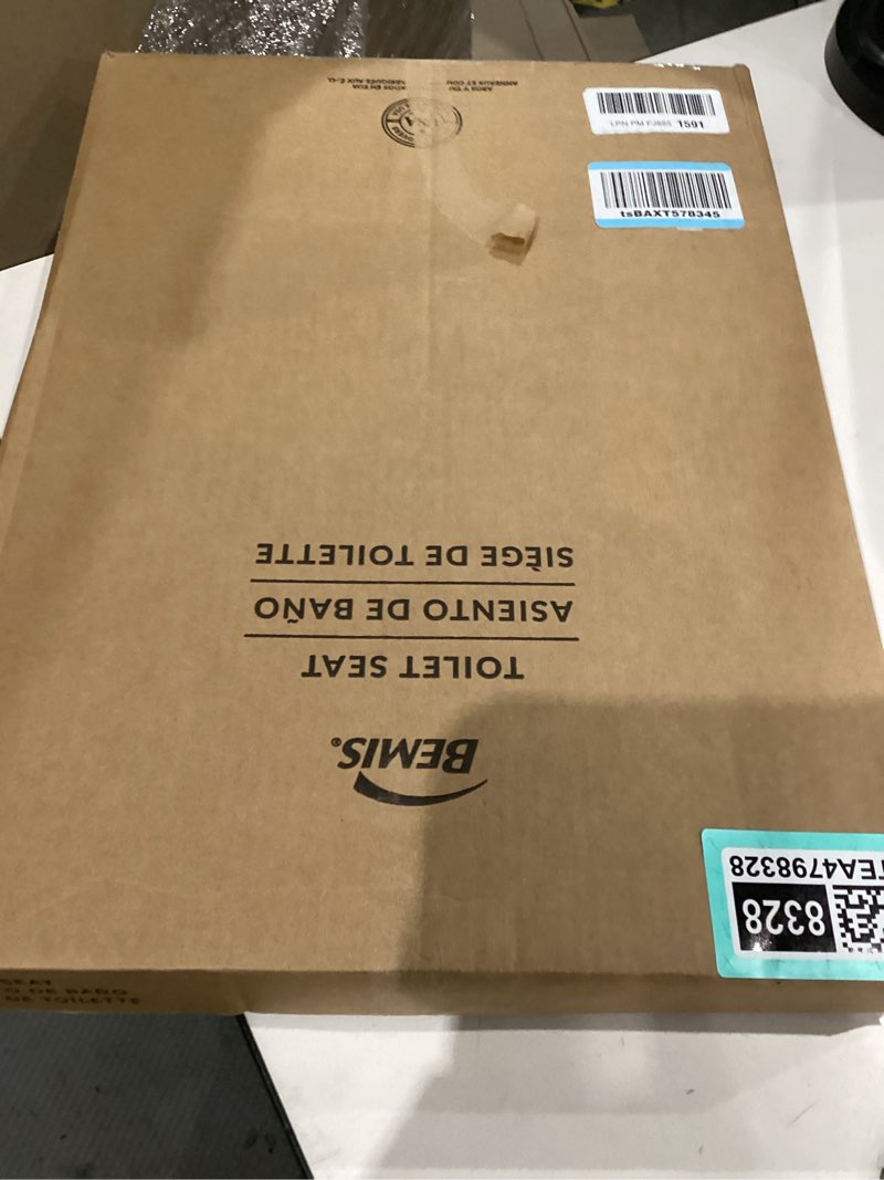 Condition photo showing As Is for Bemis 1500EC 146 Almond Elongated Molded Wood Toilet Seat with Easy-Clean & Change Hinge