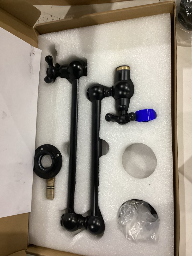 Condition photo showing New/Like New for Brass Pot Filler Faucet Wall Mount Commercial Stove Kitchen Folding Faucet with Double Joint Swing Arms,Black