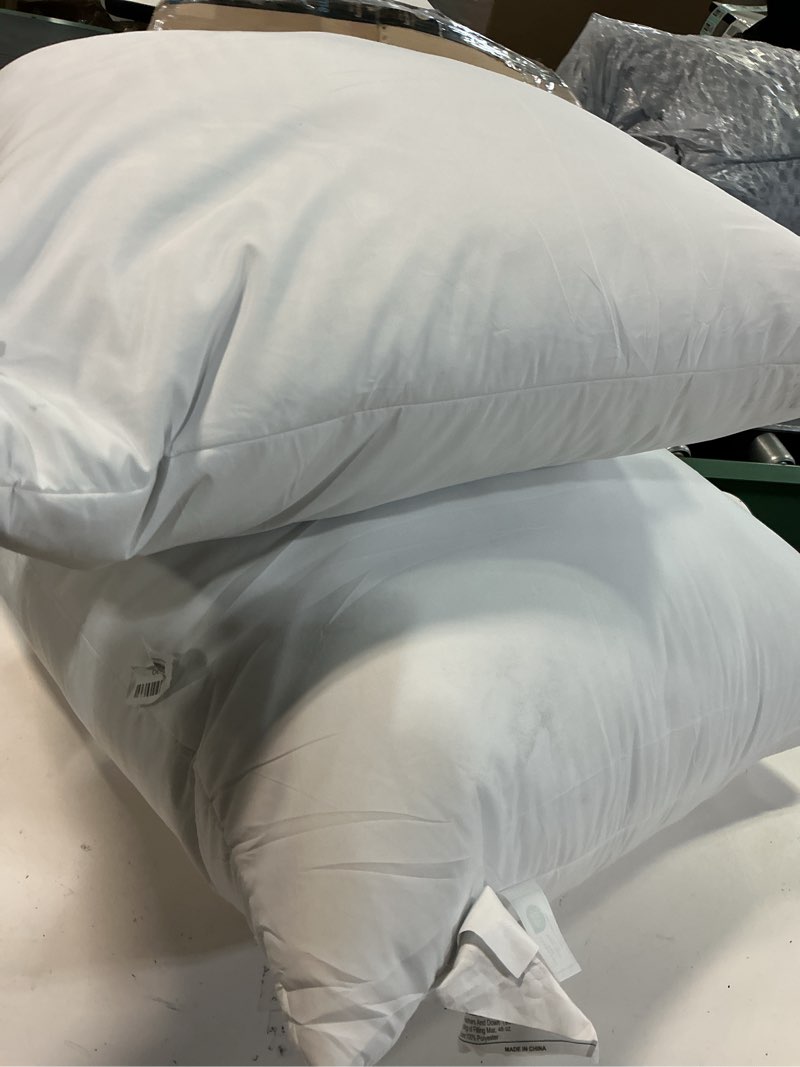 Condition photo showing As Is for puredown® Euro Pillow Inserts 24 x 24 (Pack of 2, White), Feather Down Pillow Stuffer, White Throw Pillows for Bed, Couch, and Cushion 24x24 Inch (Pack of 2) Classic White