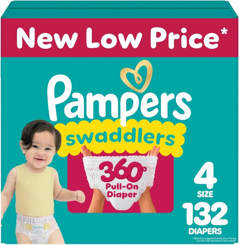 pampers 132 pack swaddlers 360 white unisex size 4 disposable baby diapers