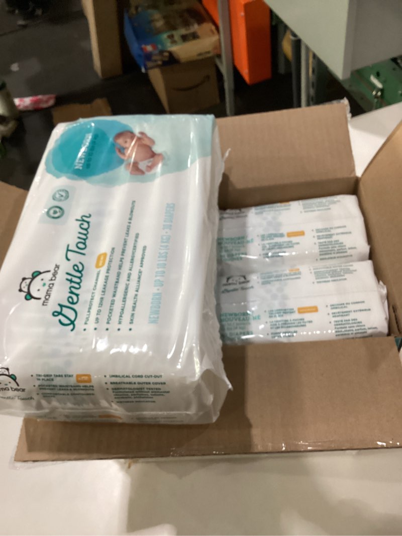 Condition photo showing Good Condition for amazon brand - mama bear gentle touch diapers, hypoallergenic with leak protection, size newborn, 120 count (4 packs of 30) newborn (120 count)