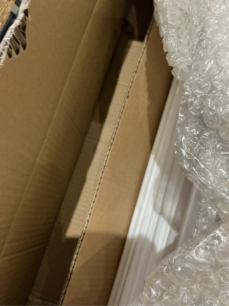 Condition photo showing As Is for 3 sets peel and stick wall molding kit, premade wainscoting panels for interior wall moulding decor, ready to assemble wainscoting accent panel (54 x 24in, 24 x 24in)