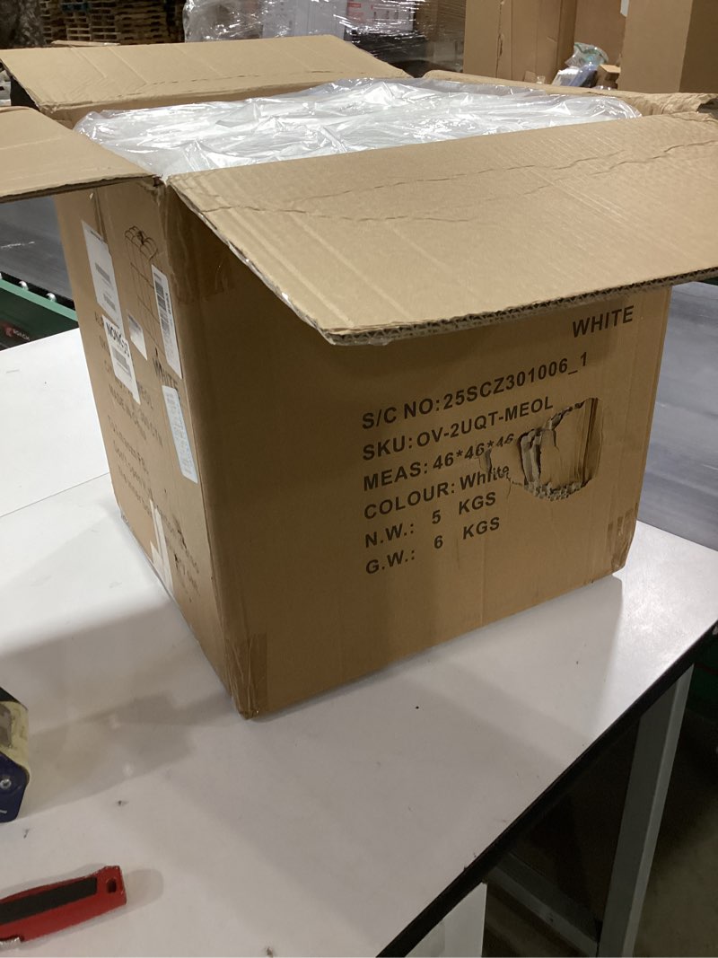 Condition photo showing New/Like New for White Square Ottoman 17''3 Cube Pouf Installed,no Vacuum,Sturdy Wooden Frame,Capacity 330 lbs,Modern Sofa Stool Fuzzy Sherpa Footstool,Foot Rest,Cube Boucle,Vanity Stool,for Couch Living Room Square White