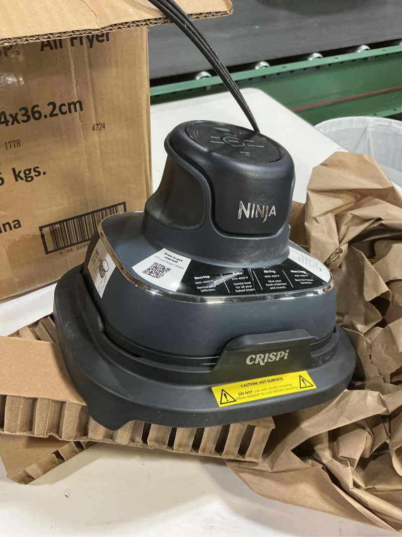 Condition photo showing As Is for Ninja Crispi 4-in-1 Glass Air Fryer | 450°F | Non-Toxic | 4QT & 6-Cup Glass Containers w/Lids | Microwave, Freezer, Dishwasher Safe | Max Crisp, Air Fry, Bake, Recrisp | Cyberspace Gray, FN101GY Cyberspace Gray 4 QT