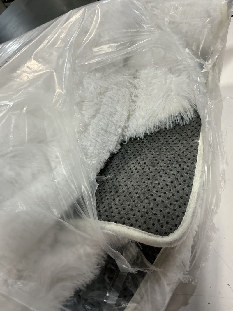 Condition photo showing As Is for white fluffy area rug bedroom: shag rugs for bedroom -white area rug 5x7 plush fuzzy carpet for living room,christmas rug white 5' x 7' (rectangular)