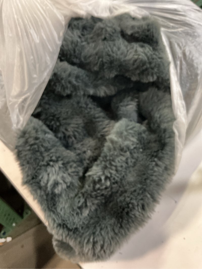 Condition photo showing As Is for lotus karen faux fur blanket dark gray twin size - big bubble rabbit fluff throws for couch small fluffy fuzzy cozy thick furry plush shaggy blankets 60x80 inches dark gray twin (60" x 80")