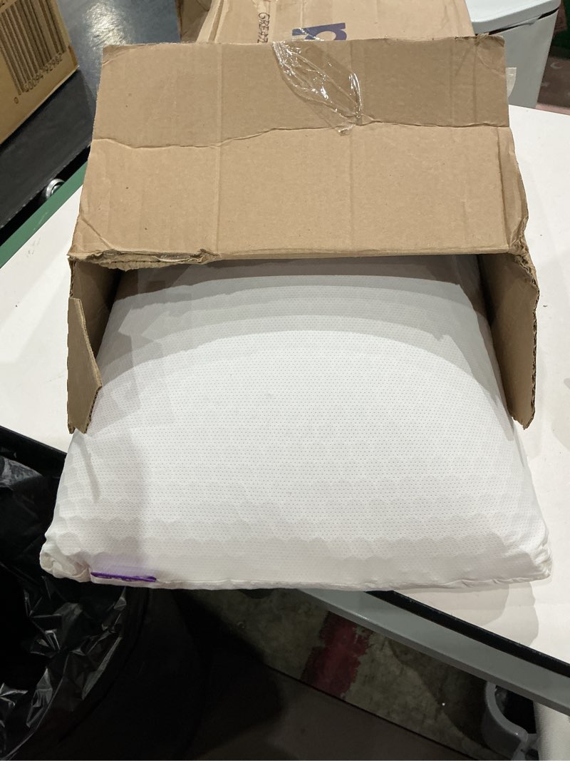 Condition photo showing As Is for purple harmony pillow – standard, medium feel, med height - talalay latex foam cooling pillow for combo or side sleepers, 360º hex gelflex grid for no-pressure support and luxurious weightless feel standard – medium