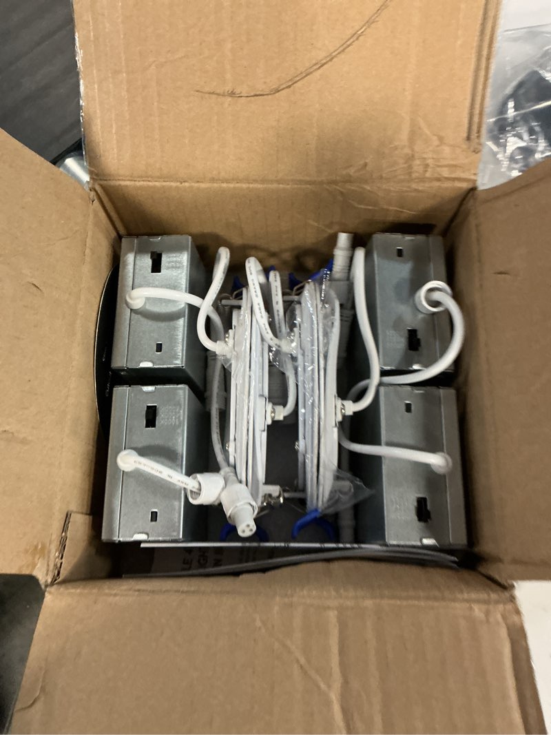 Condition photo showing Good Condition for Meconard 4 Pack 4 Inch LED Recessed Ceiling Light with Junction Box, 3000K/4000K/5000K Selectable, 9W=75W 750LM, Dimmable Canless Downlights, ETL and Energy Star Listed 5000k/4000k/3000k - 3cct white 4 Inch