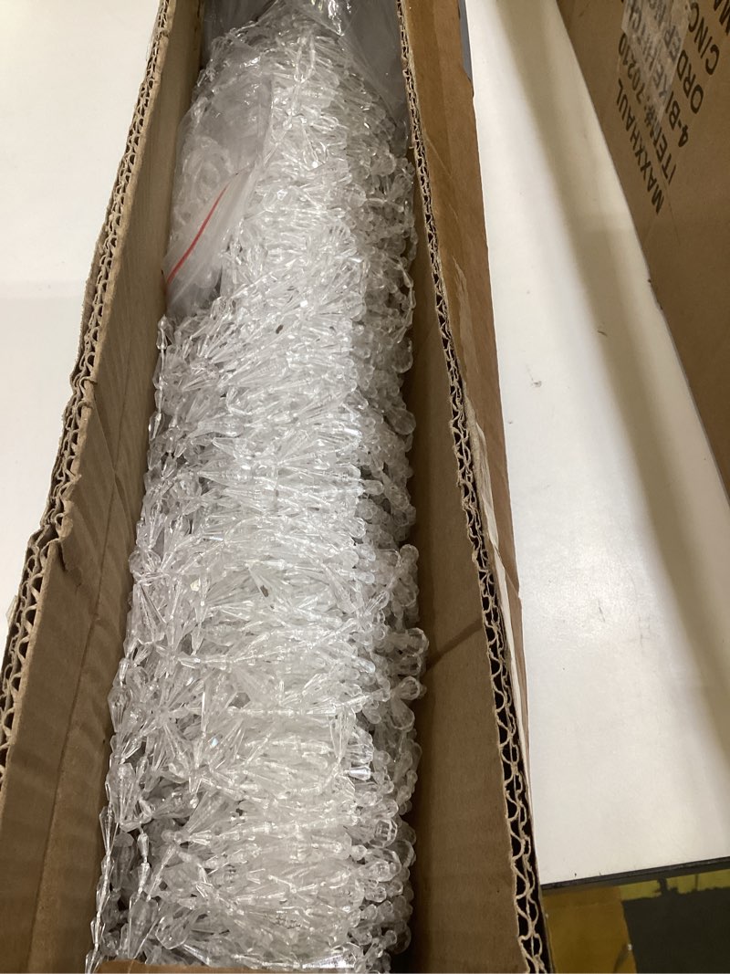 Condition photo showing As Is for crystal beaded curtain 35.5 x 79 inches 45 strands acrylic hanging door beads string curtain room divider for doorway window living room bedroom decor, wave pattern - white 35.5"w x 79"l (pack of 1) white