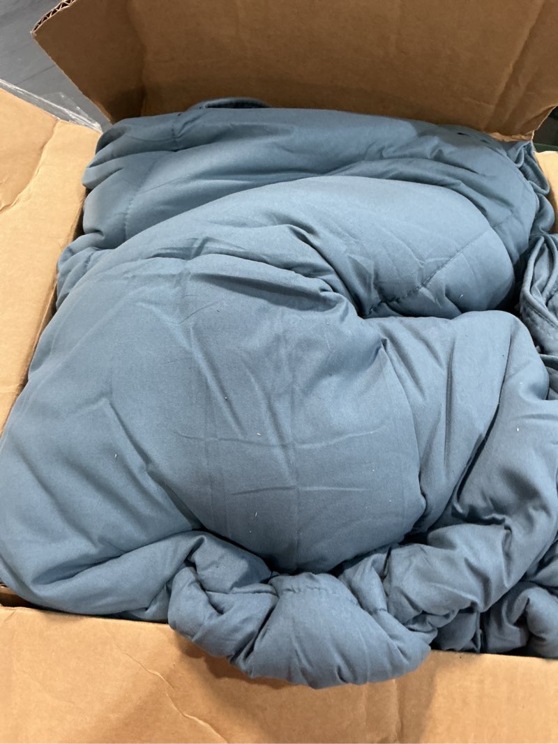 Condition photo showing Good Condition for southshore fine living, inc. comforters, king size down-alternative comforter, oversized cal/king blue comforter, hotel quality, all season, pet hair resistant bedding, slate blue king/california king 14 - slate blue