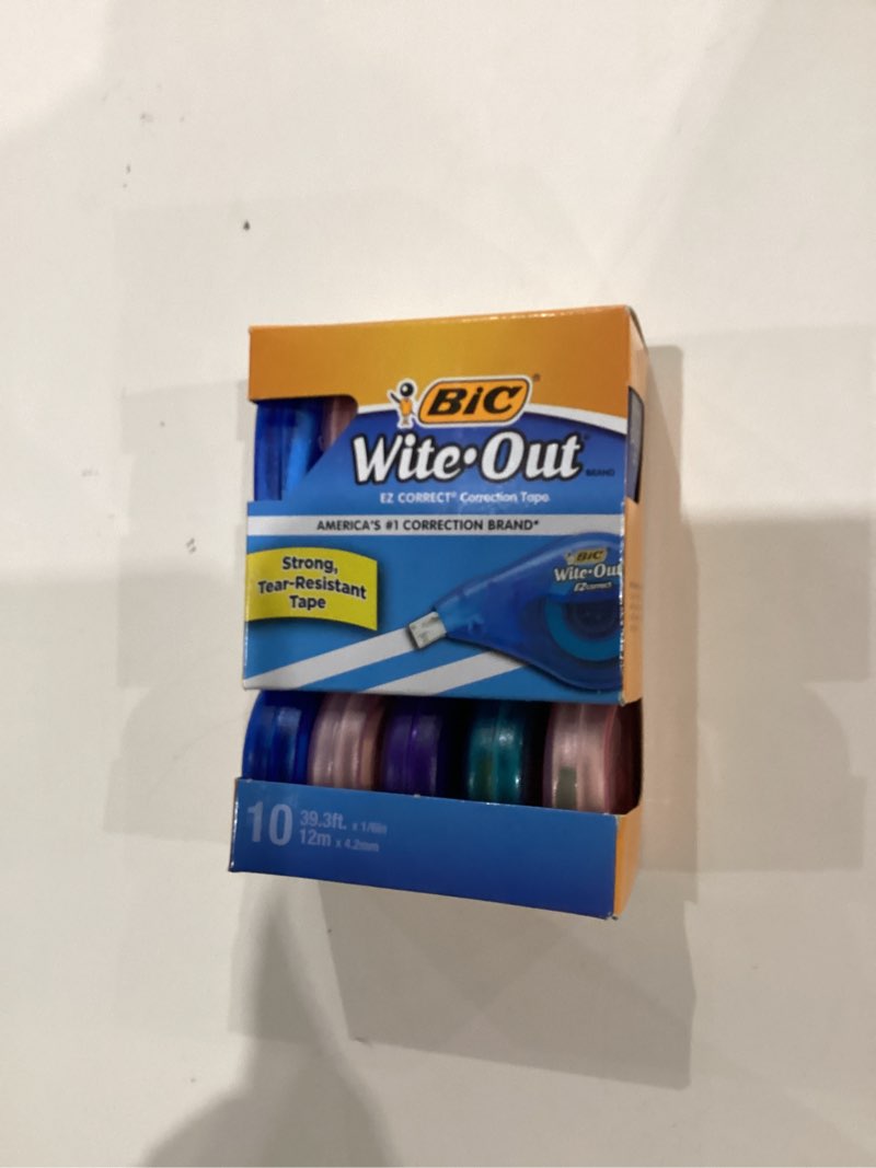 Condition photo showing New/Like New for BIC Wite-Out Brand EZ Correct Correction Tape (WOTAP10- WHI), 39.3 Feet, 10-Count Pack of white Correction Tape, Fast, Clean and Easy to Use Tear-Resistant Tape