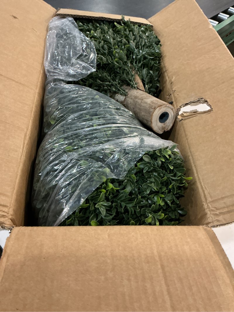Condition photo showing Good Condition for artificial boxwood ball bush 27" tree uv resistance rated with spike. easy to push in the ground.plant looks great in a planter anywhere. indoor/outdoor decor 2 pack boxwood green 2