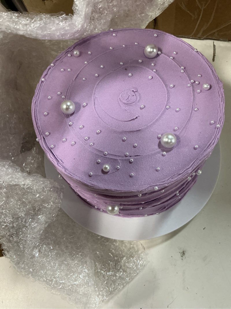 Condition photo showing Good Condition for riceshoot 6 inch purple fake cake butterfly round faux birthday cake purple for birthday wedding party decor, artificial dessert display, photography props