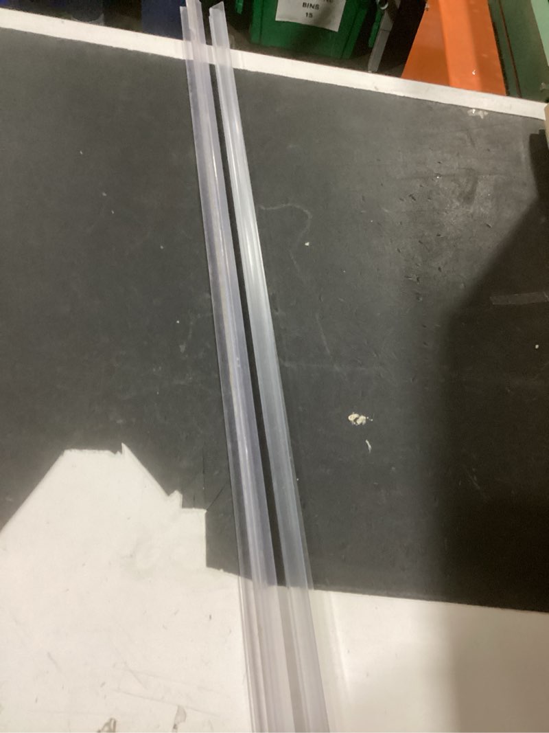 Condition photo showing Good Condition for prime-line m 6258 frameless shower door bottom seal for 3/8 in. thick glass doors – stop shower leaks and create a water barrier, 36 in., clear vinyl (single pack) clear 3/8 in. single flap