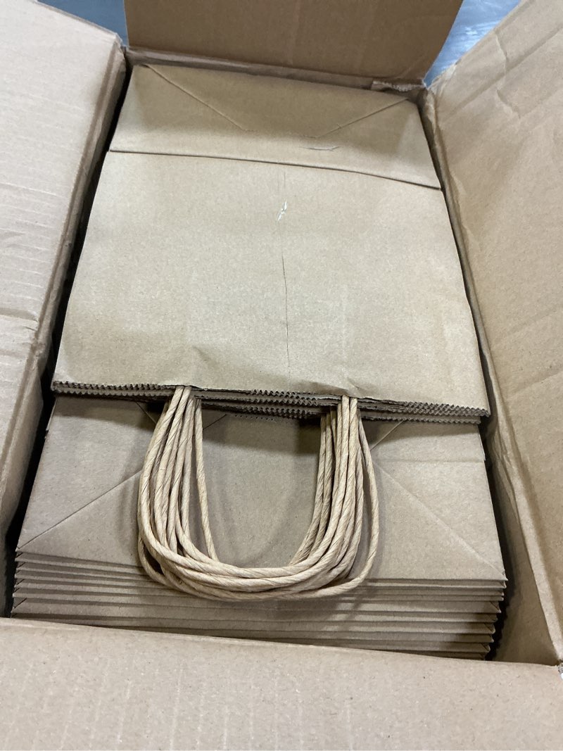 Condition photo showing Good Condition for RACETOP Brown Paper Bags with Handles Bulk 100Pcs 8x4.5x10.8 Inch Gift Bags Bulk, Brown Kraft Paper 