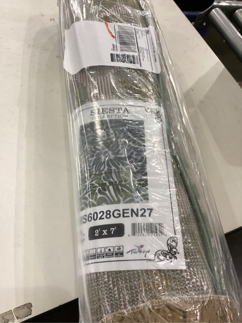 Antep Rugs Floral 2x7 Abstract Indoor Runner Rug Siesta (Green White, 2' x 7')