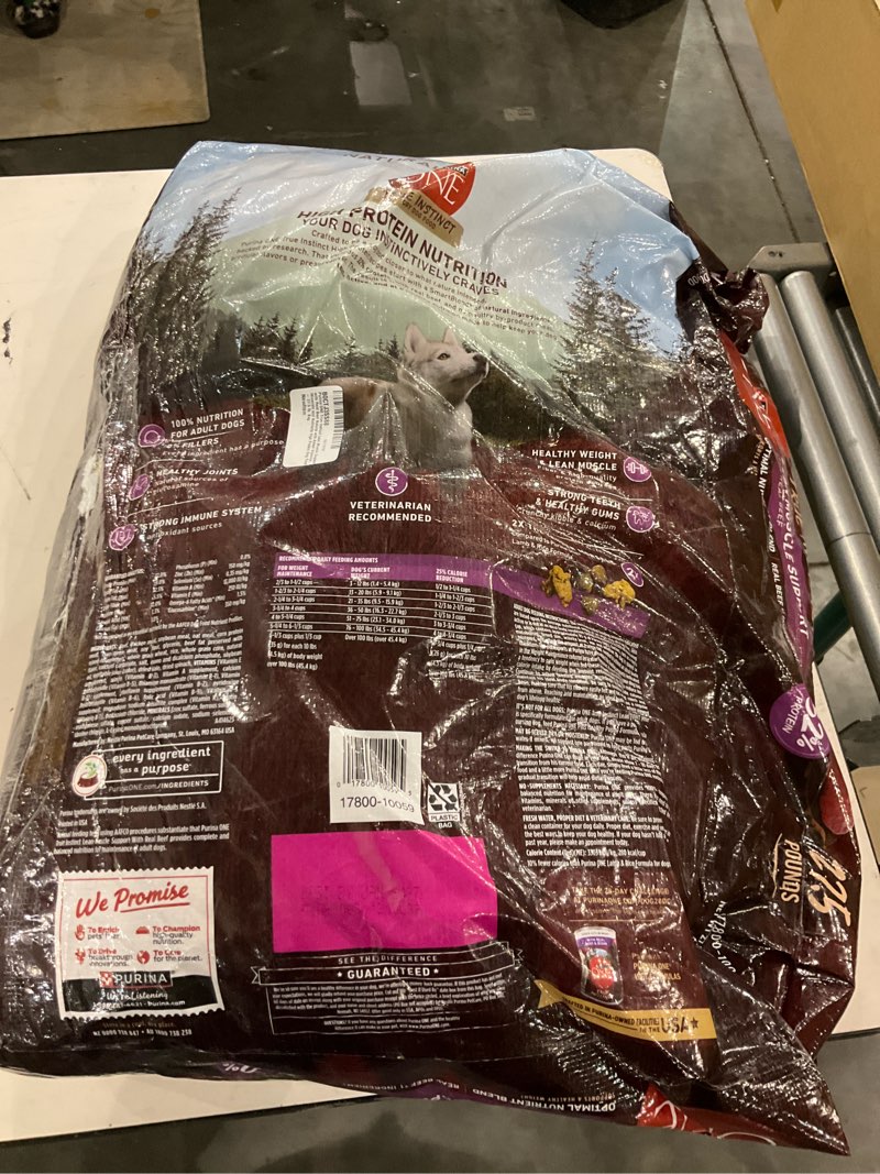 Condition photo showing New/Like New for Purina One True Instinct Lean Muscle Support With Real Beef Natural With Added Vitamins, Minerals and Nutrients High Protein Dog Food - 27.5 lb. Bag 27.5 Pound (Pack of 1)