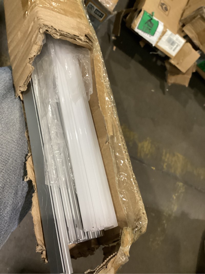 Condition photo showing As Is for hunhun 10-Pack 6.6ft/ 2Meter U Shape LED Aluminum Channel System with Milky Cover, End Caps and Mounting Clips, Aluminum Profile for LED Strip Light Installations, Very Easy Installation