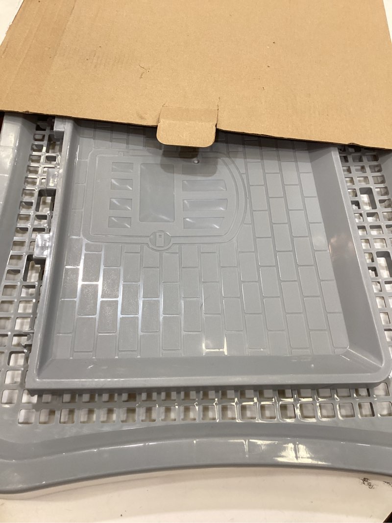 Condition photo showing Good Condition for pee pad holder, indoor dog potty for dogs, puppy pad holder, puppy potty training tray with splash wall & center post, 20.1"×15.4"