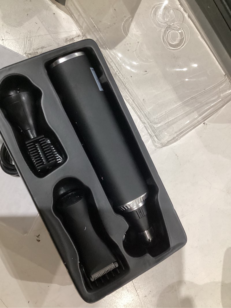 Condition photo showing As Is for nose hair trimmer for men and women, type-c rechargeable precision groomer with double-edged blades, painless & ipx7 waterproof design for nose, ears, eyebrows and facial hair - black