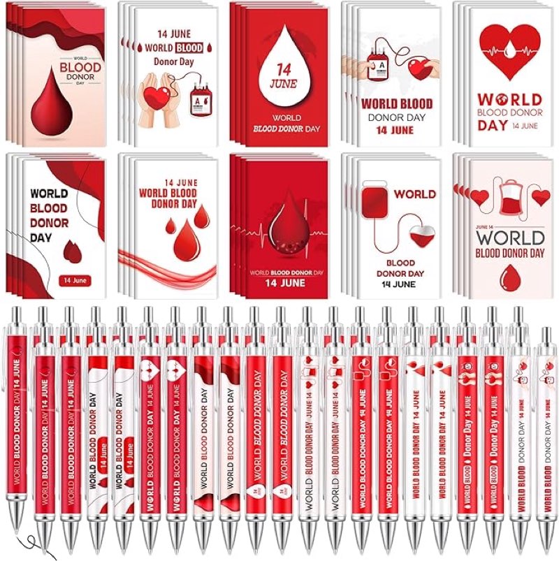  48 Pcs/24 Set Blood donor  day  Gifts Spiral Notebook with Pens for Women Includes 24 Momma Journal with Sticky Note and 24 Ballpoint Pens for Blood donor day Favors Supplies
