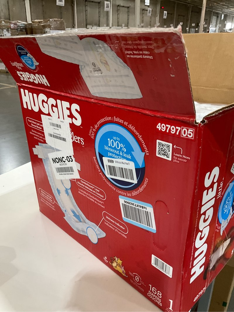 Condition photo showing Good Condition for Huggies Size 1 Diapers, Little Snugglers Baby Diapers, Size 1 (8-14 lbs), 168 Count, Packaging May Vary Size 1 168