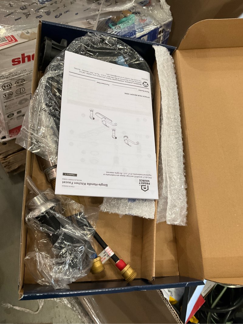 Condition photo showing Good Condition for project source wakebridge stainless steel pvd single handle deck-mount kitchen faucet (includes deck plate) (includes side sprayer)