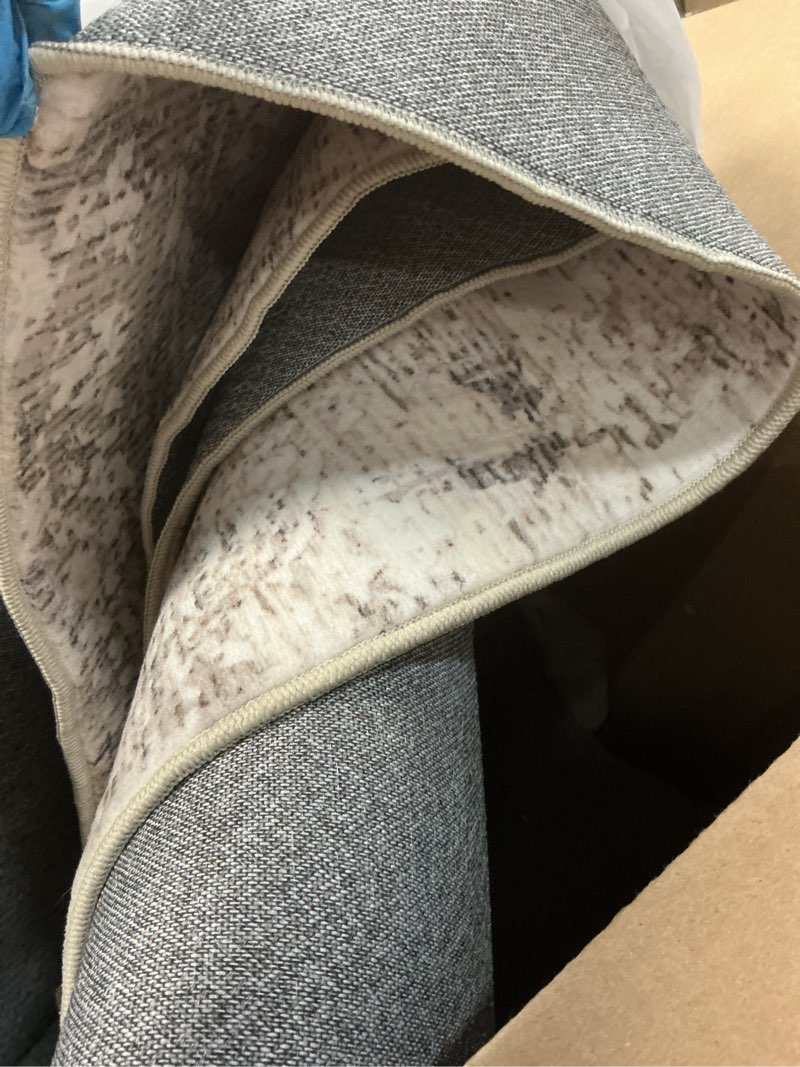 Condition photo showing As Is for area rug 8x10 washable rug, vintage boho medallion rugs non-slip soft low pile large distressed rug indoor retro carpet for living room bedroom dining room home office (beige, 8'x10') beige 8' x 10' (rectangular) ( similar small