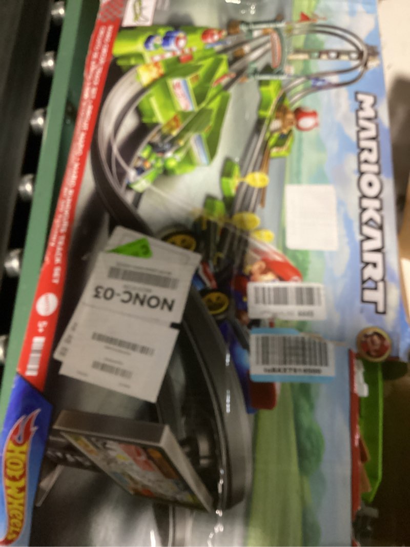 Condition photo showing As Is for hot wheels mario kart circuit track set & 2 toy vehicles, racing playset includes booster, plus mario & yoshi karts (amazon exclusive) mario kart track set