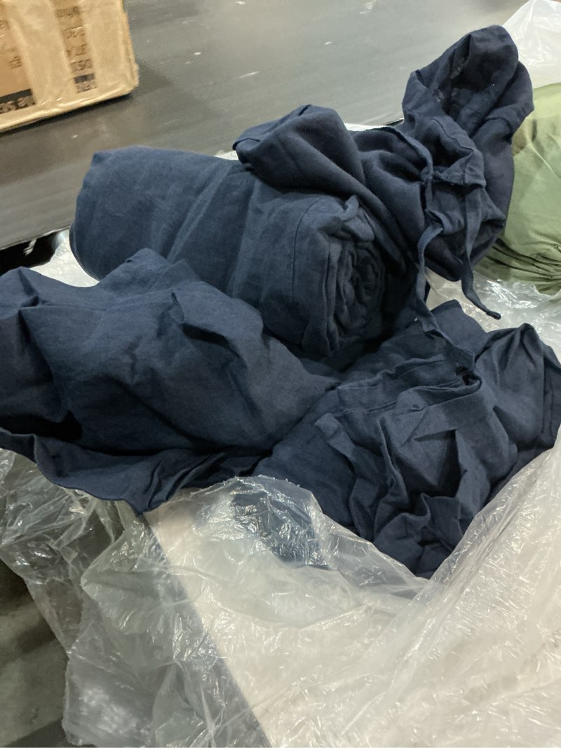 Condition photo showing Good Condition for european linen duvet cover set, full/queen, navy