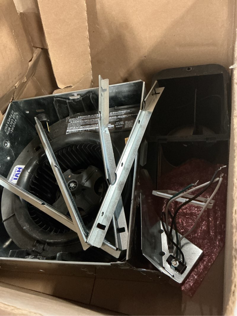 Condition photo showing As Is for broan-nutone chromacomfort 110 cfm 1.5 sones ventilation fan with bluetooth speaker