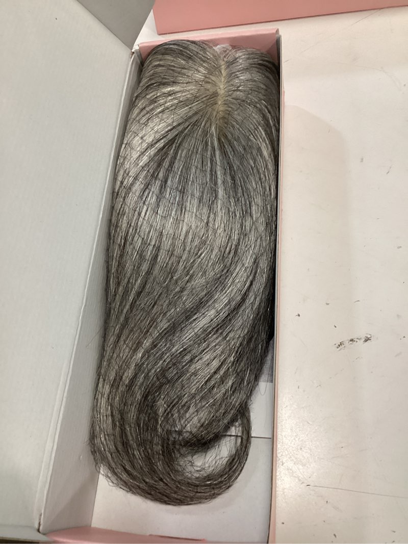 Condition photo showing Good Condition for reecho human hair toppers for women real human thick hair topper invisible wiglett for daily wear adding instant volume, gray gray 3.6x4.6"