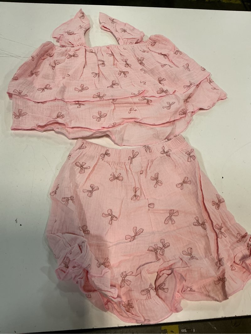 Condition photo showing Good Condition for jecson toddler girl outfits baby girl summer clothes sleeveless ruffle dress tops and shorts clothing sets 12m-4y