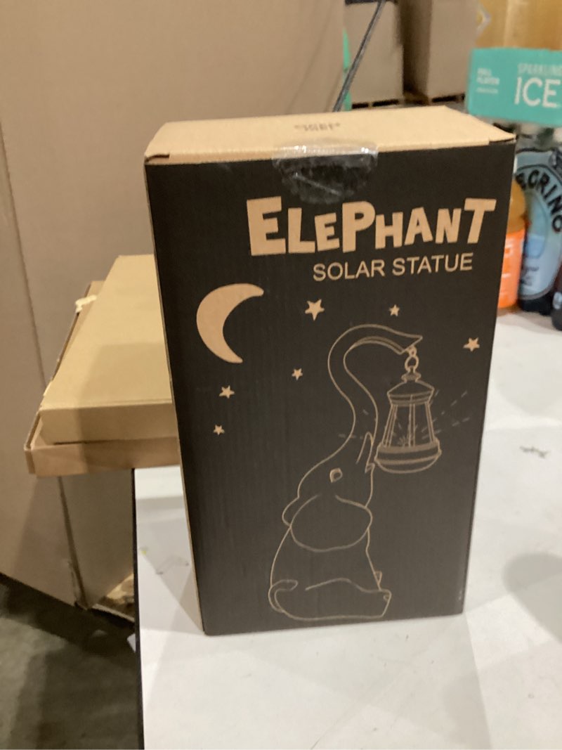 Condition photo showing New/Like New for Garden Statues Elephant with Solar Lantern Outdoor Figurines Decorations for Patio Yard Lawn Ornaments Gifts for Birthday Mom Housewarming(Gray)