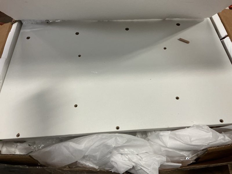 Condition photo showing As Is for LIVELYGLOW Lighted Makeup Vanity Desk, 35.4“W x 15.7'”D x 54“H, White (with Lights and Mirror, Dimming Function, 2 Drawers and 1 Cabiniet, Open Shelves) by Boahaus