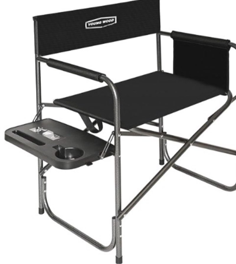 ((Color Different from the file photo))YOUNG WOOD Camping Directors Chair, Lightweight Oversized Portable Folding Chair with Side Table and Storage Pockets for Outdoor Camping, Lawn, Picnic and Fishing, Supports 400lbs YOUNG WOOD Camping Directors Chair, Lightweight Oversized Portable Folding Chair with Side Table and Storage Pockets for Outdoor Camping, Lawn, Picnic and Fishing, Supports 400lbs(beige)