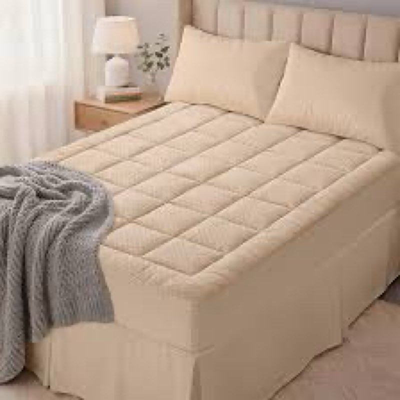 olanly california king quilted fitted mattress pad, elastic fitted mattress topper, cooling soft mat