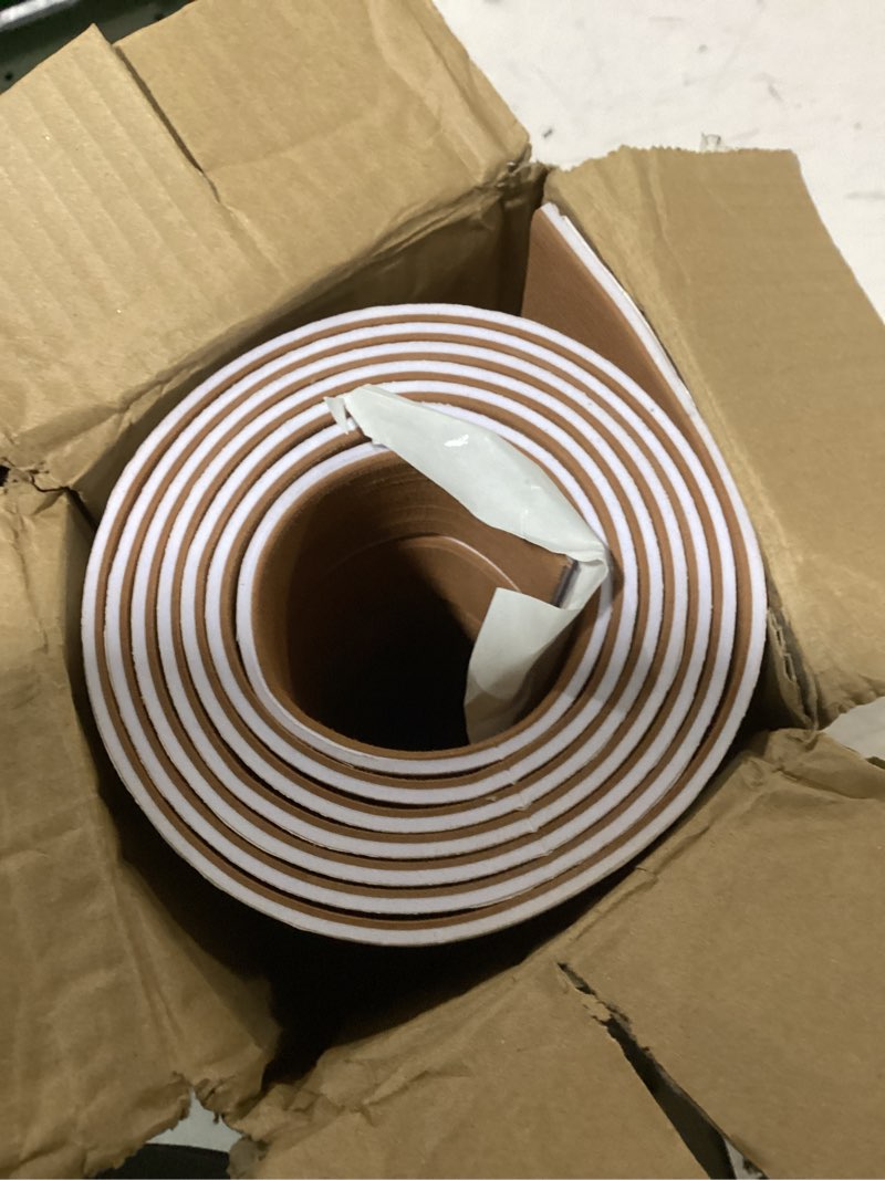 Condition photo showing Good Condition for kxkzren boat flooring eva foam decking sheet faux teak marine mat non-slip boat carpet self-adhesive flooring for jon boats motorboat rv yacht kayak swim platform brown with white seam lines 47.2 x 94.5 inch,31 sq.ft
